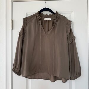 Mango Elegant Brown Ruffle Blouse for women